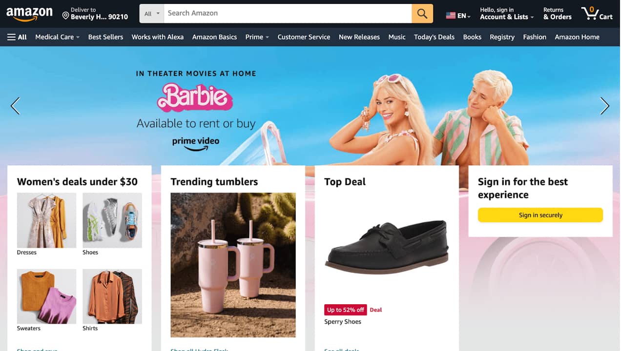 Amazon homepage