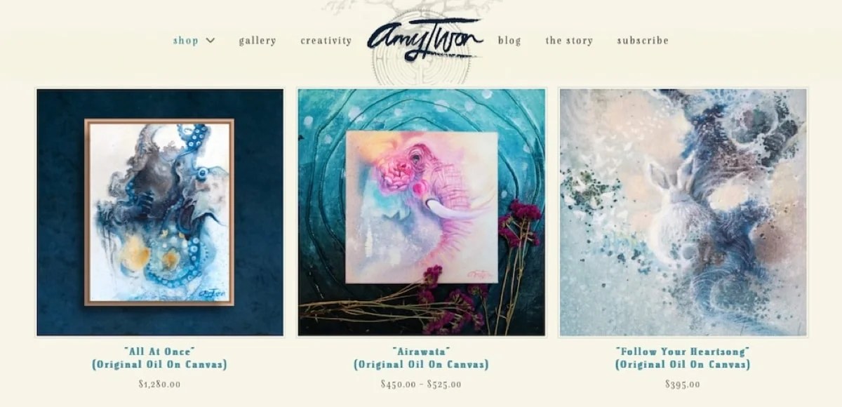 Amy T. Won website with oil paintings, watercolors, and more