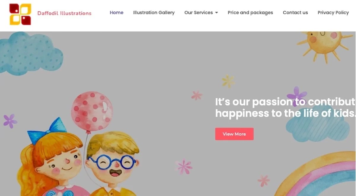 Daffodil illustrations site with cute graphics of kids