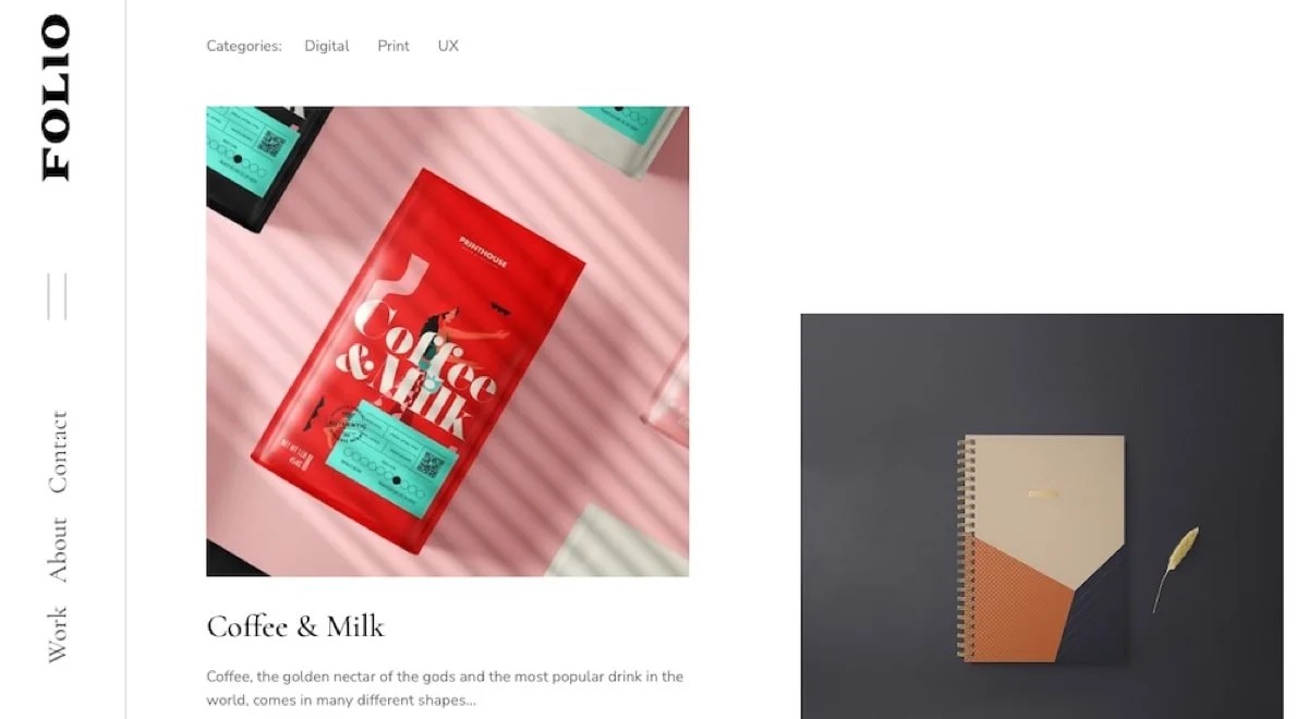 Folio theme with an artistic grid of photos